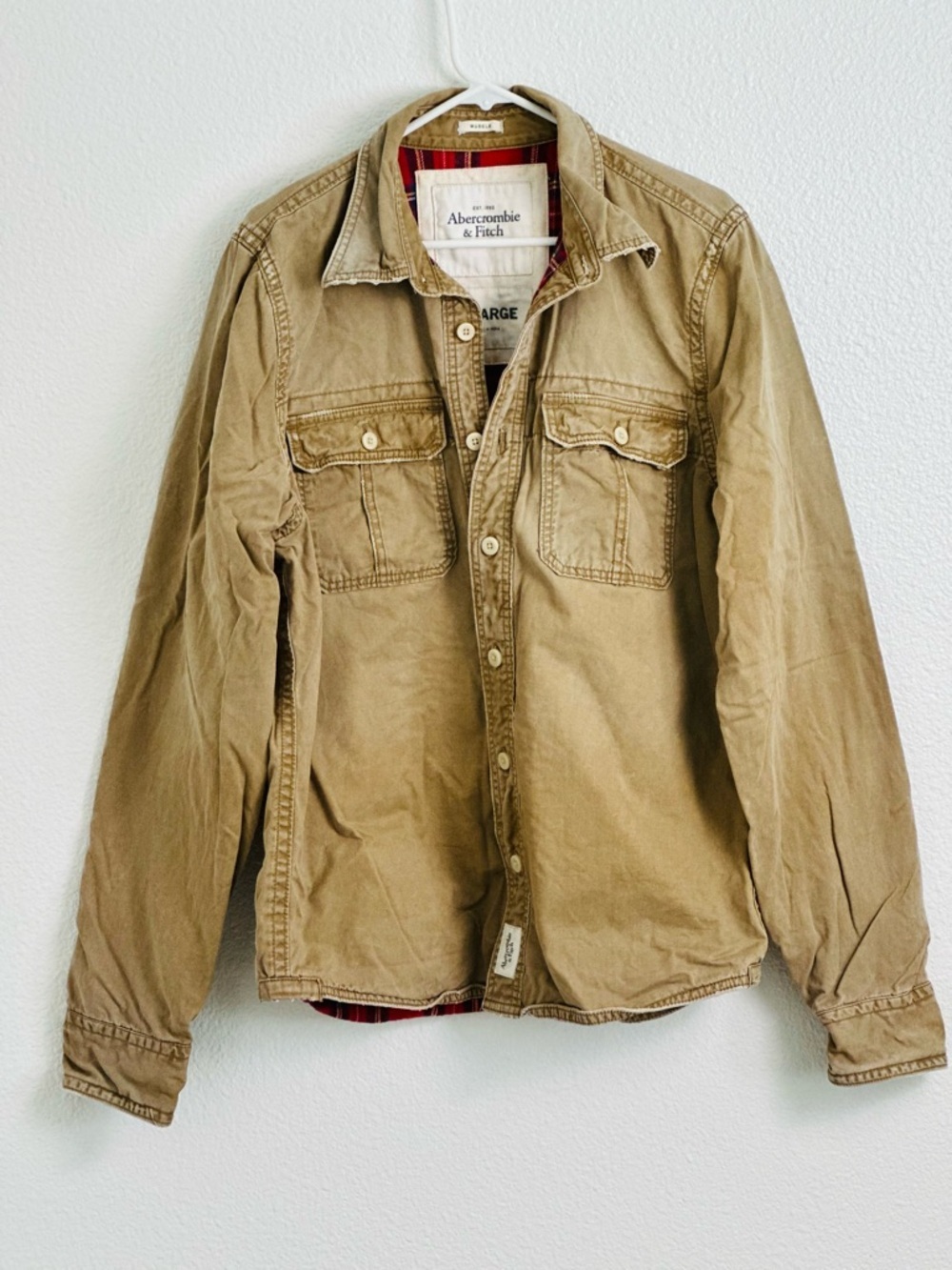 Abercrombie & Fitch Men's Khaki Button-Front Utility Shirt Jacket Size XXL